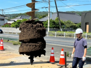 日立市　総合住宅展示場　看板基礎工事を行いました。